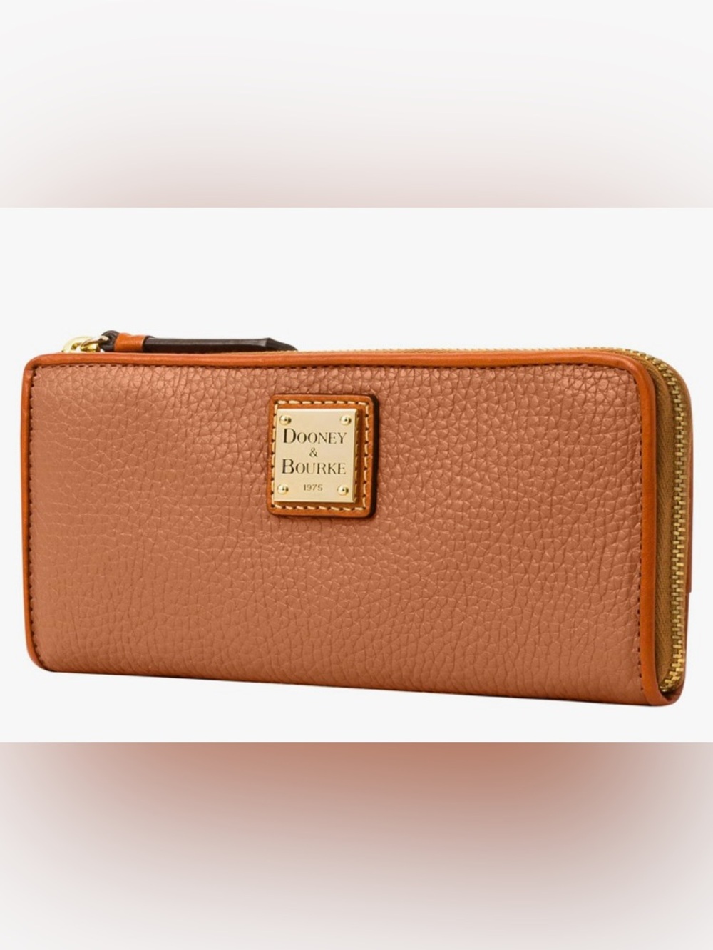 Dooney & Bourke Pebbled Leather Zip Wallet in Cognac Tan: New